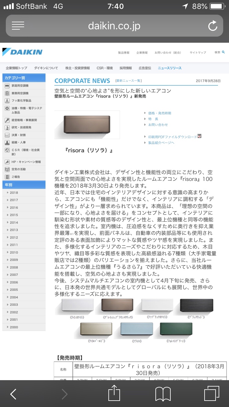 ダイキンエアコン リソラ
